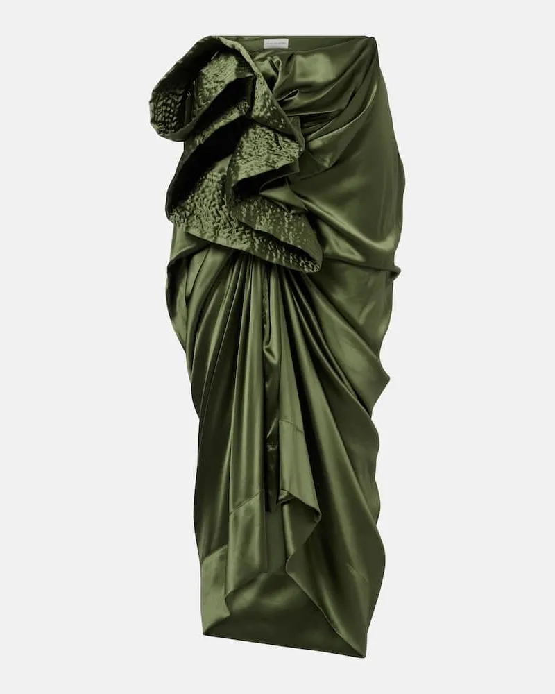 Dries van Noten Midirock aus Satin Grün