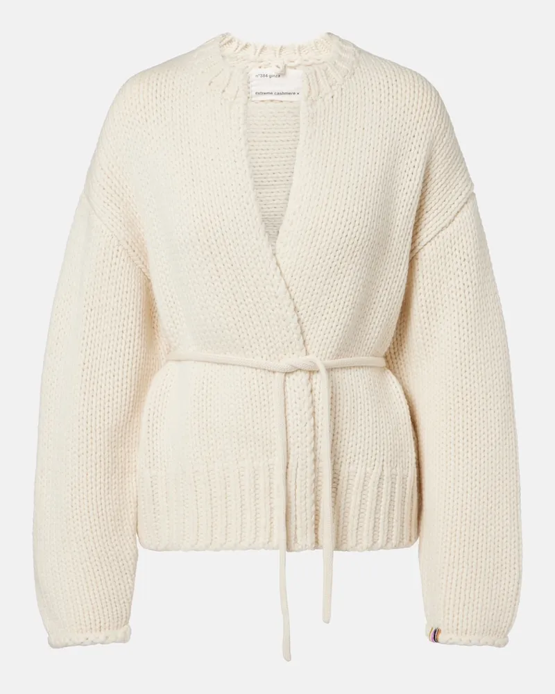 extreme cashmere Wickel-Cardigan N°384 Ginza aus Kaschmir Weiß