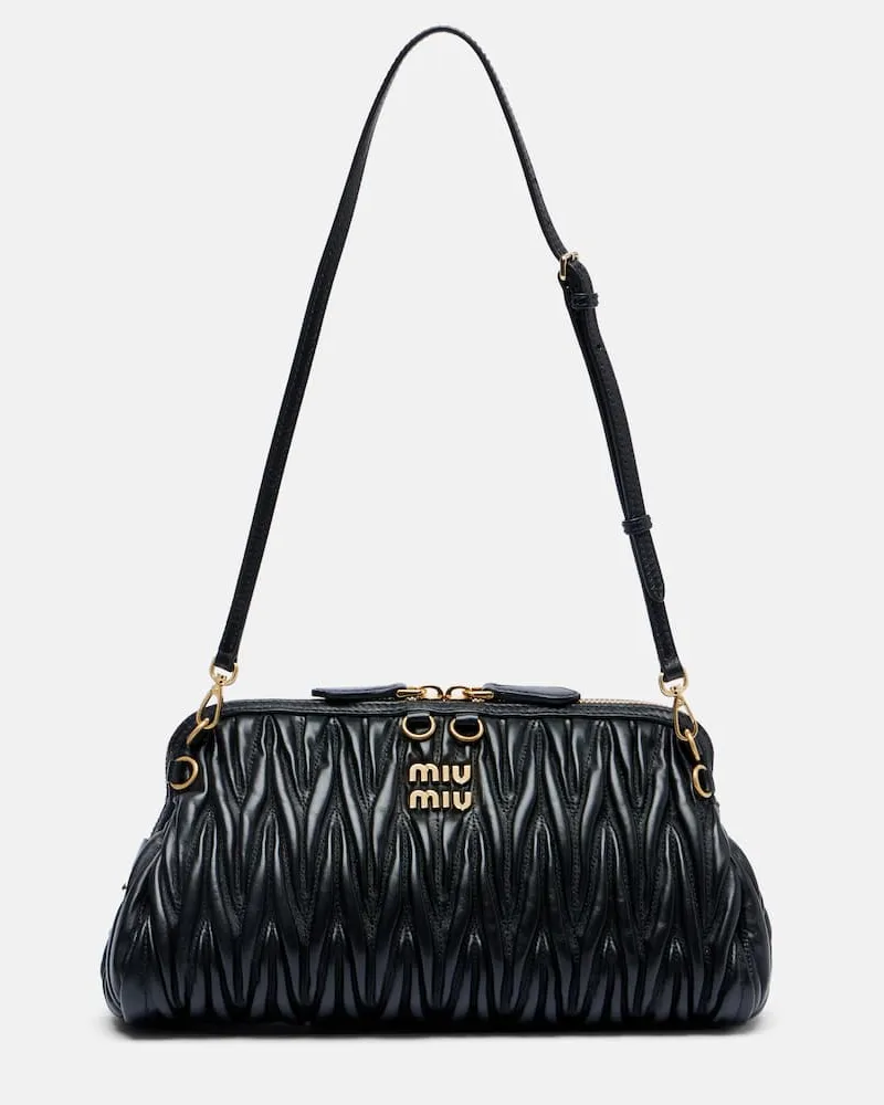 Miu Miu Clutch aus Matelassé-Leder Schwarz