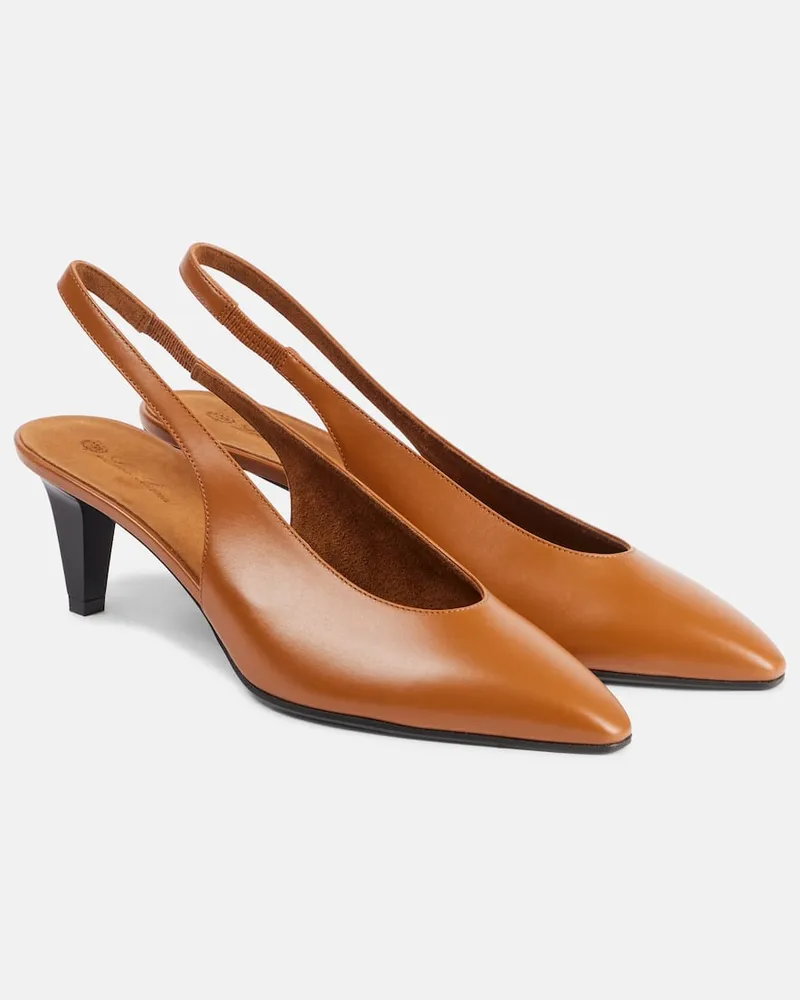 Loro Piana Slingback-Pumps Rebecca aus Leder Braun