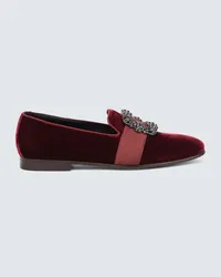 Manolo Blahnik Verzierte Loafers Carlton aus Samt Braun