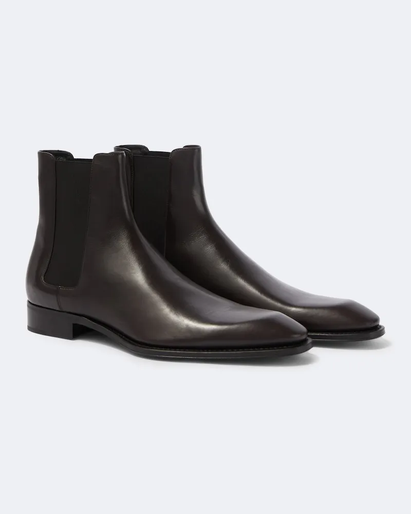 Saint Laurent Chelsea Boots Aurelien aus Leder Braun