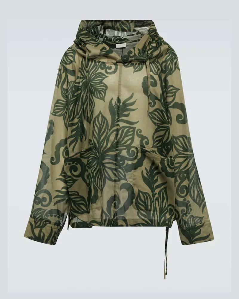 Dries van Noten Bedruckter Hoodie Calva aus Baumwolle Grün