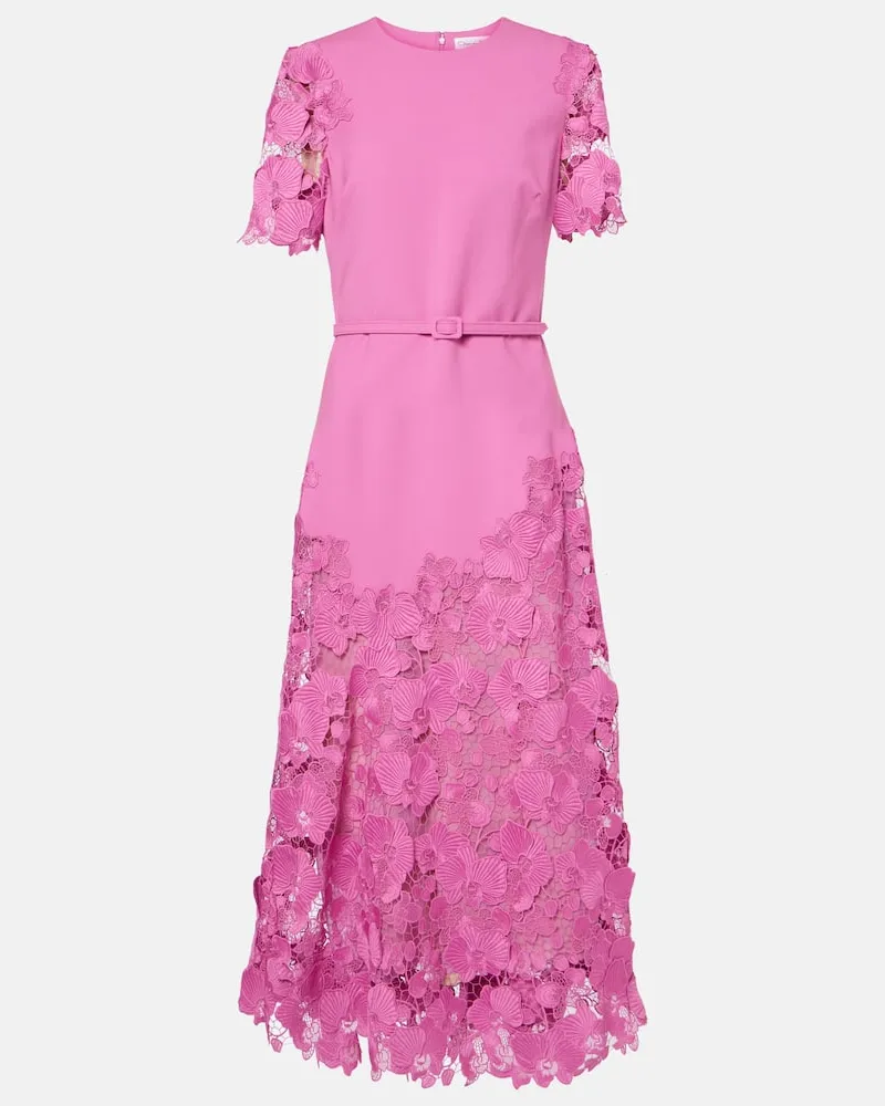 Oscar de la Renta Midikleid Orchid aus einem Wollgemisch Rosa