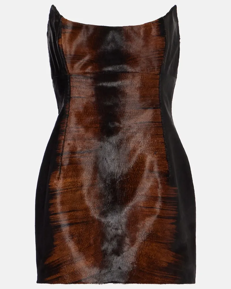 Magda Butrym Bustier-Kleid aus Kalbshaar Braun