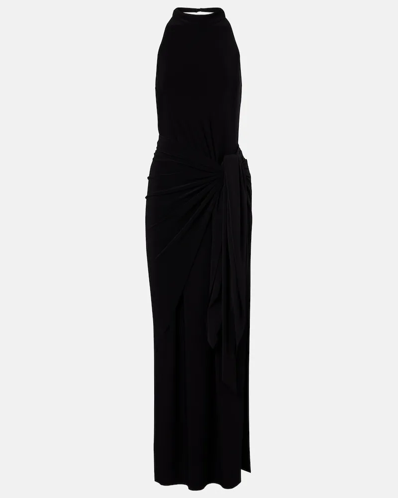 Norma Kamali Maxikleid aus Jersey Schwarz