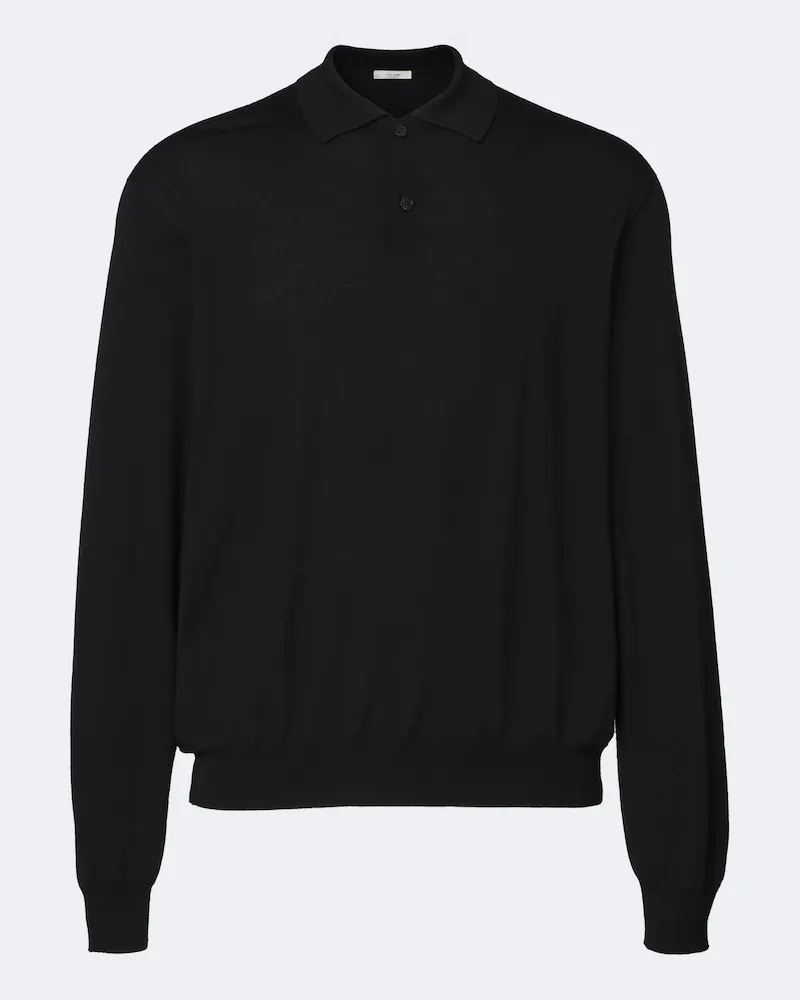 The Row Polopullover Blainy aus Wolle und Kaschmir Schwarz