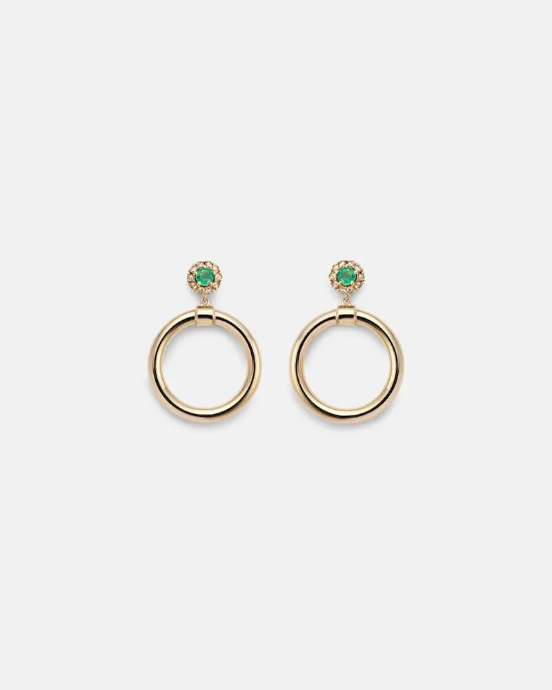 Ileana Makri Ohrringe Endless aus 18kt Gelbgold mit Diamanten und Smaragden Gold