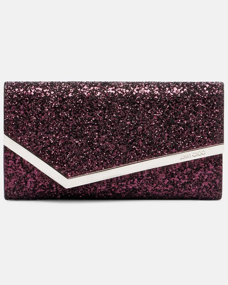 Jimmy Choo Clutch Emmie mit Glitter Burgunderrot