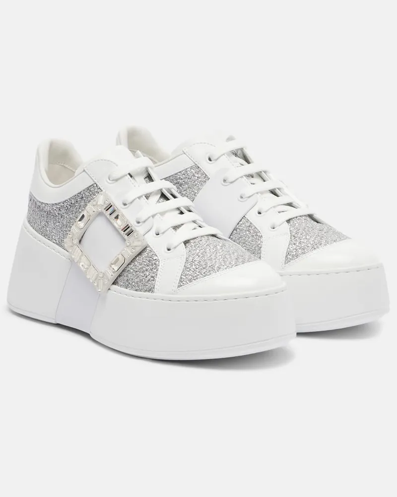 Roger Vivier Plateau-Sneakers Viv‘ Skate mit Kristallen Silber