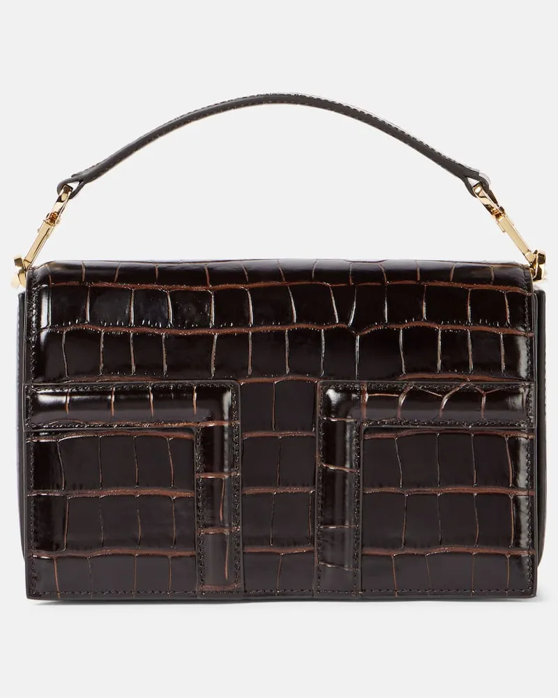 Totême Tote T-Flap Mini aus Leder Braun
