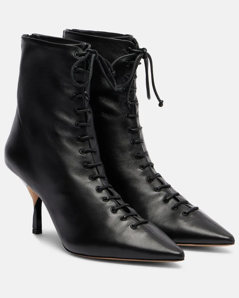 Jacquemus Ankle Boots aus Leder Schwarz