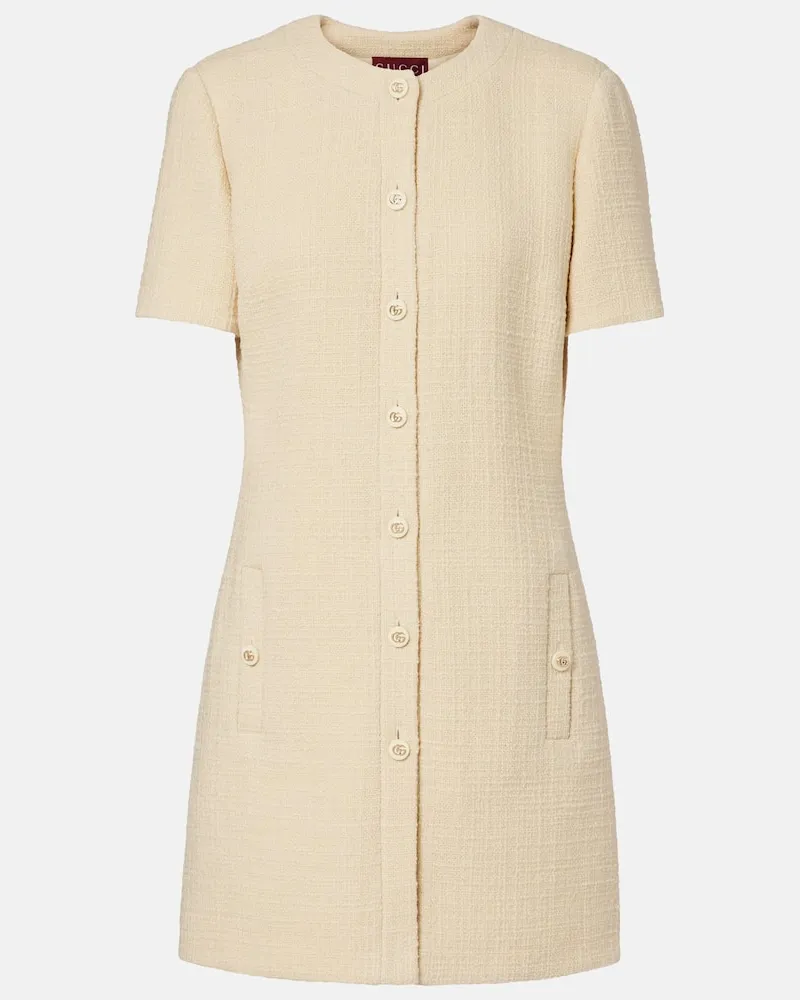 Gucci Minikleid Double G aus Tweed Beige