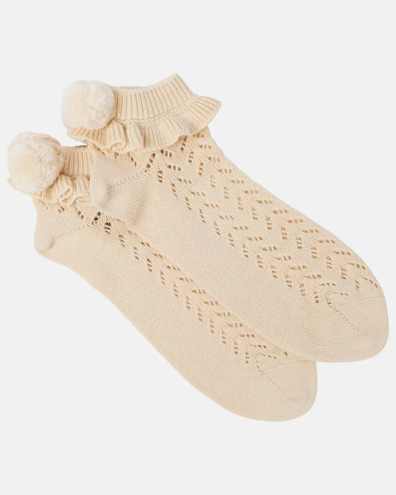 Valentino Garavani Socken Pompom aus Baumwolle Beige