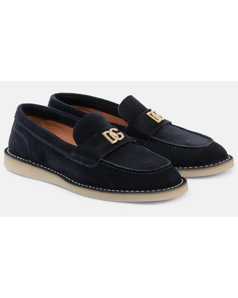 Dolce & Gabbana Loafers DG aus Veloursleder Blau