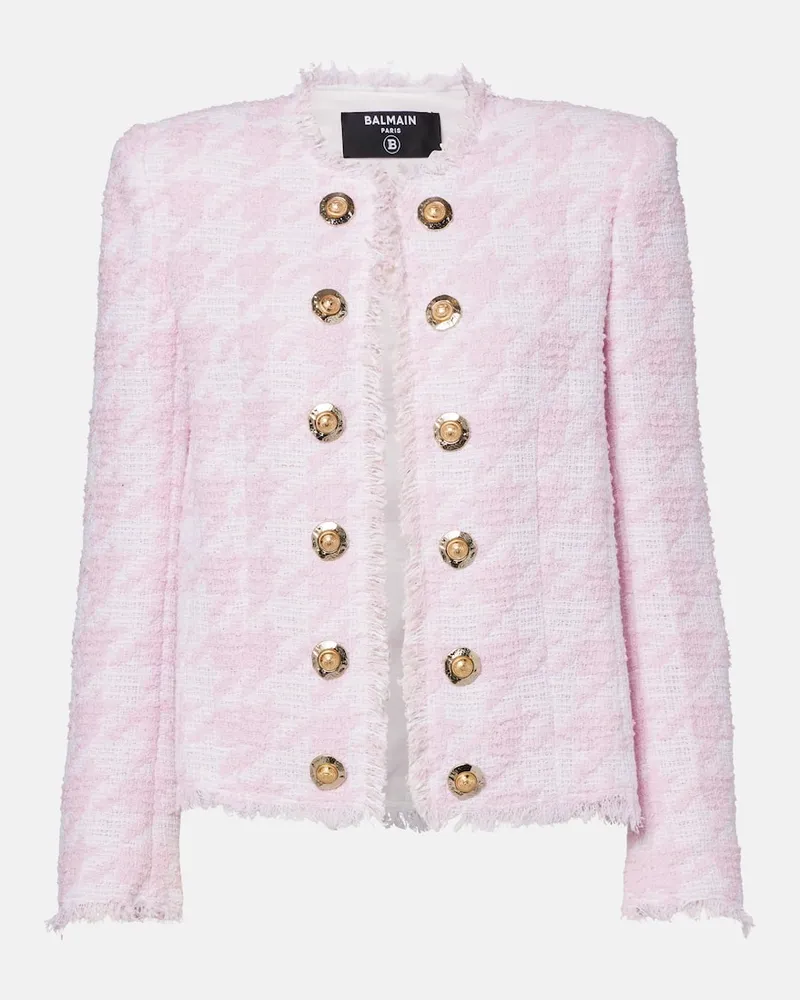 Balmain Jacke Spencer aus Tweed Weiß