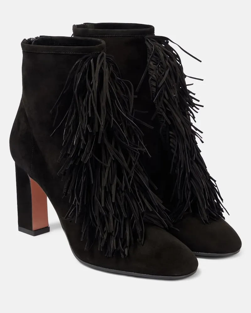 Aquazzura Ankle Boots Gytane 85 aus Veloursleder Schwarz