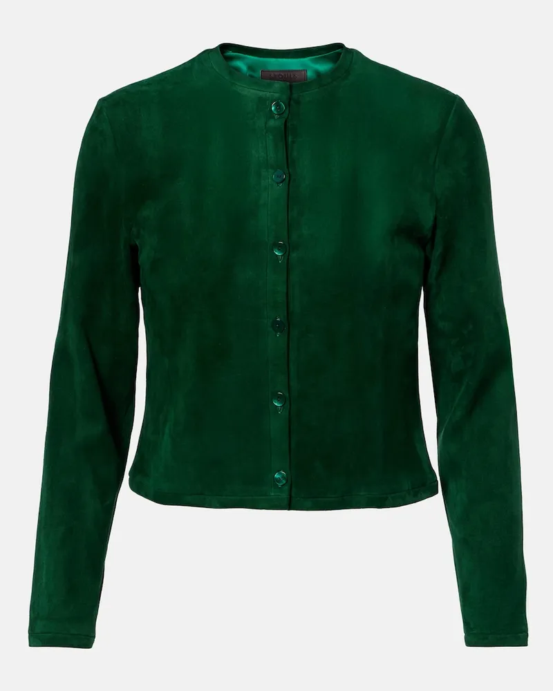 Stouls Cardigan Astrid aus Veloursleder Grün