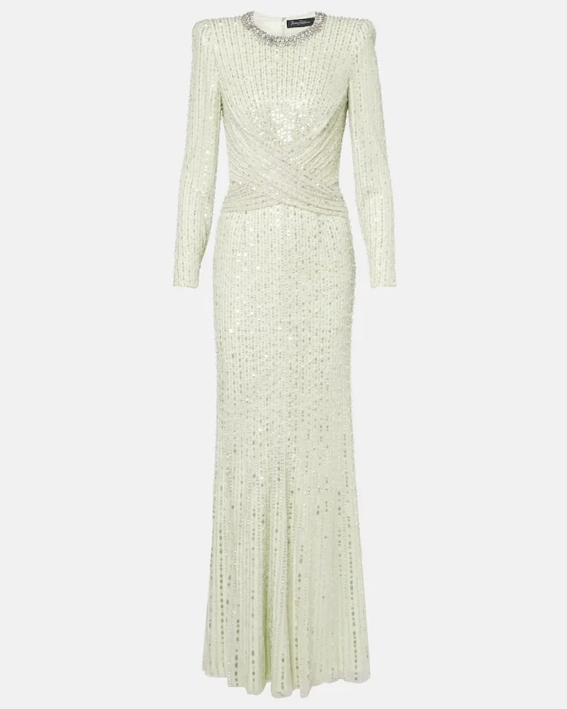 Jenny Packham Robe Macelline mit Pailletten Weiß