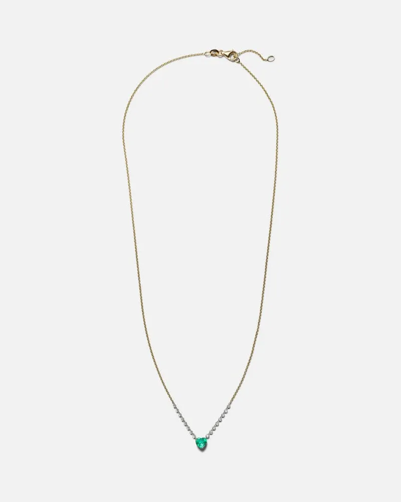 Roxanne First Halskette Heart aus 18kt Gelbgold mit Diamanten und Smaragd Gold