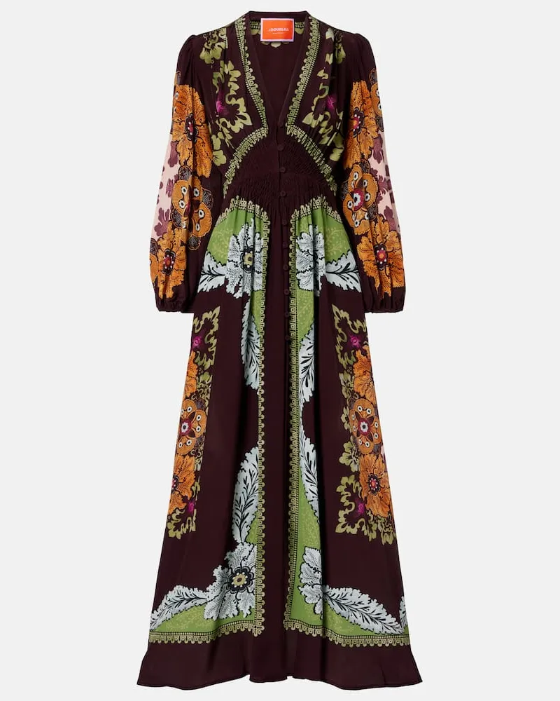 La DoubleJ Bedrucktes Maxikleid aus Seide Multicolor