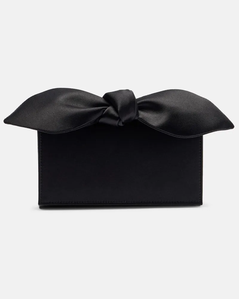 Aquazzura Clutch Bow Tie Mini aus Satin Schwarz