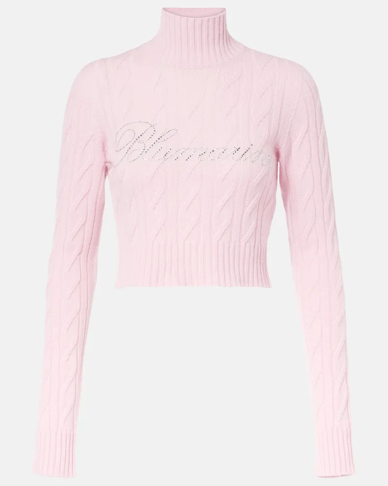 Blumarine Cropped-Pullover aus Wolle und Kaschmir Rosa