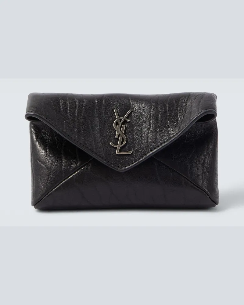 Saint Laurent Portemonnaie Cassandre aus Leder Schwarz