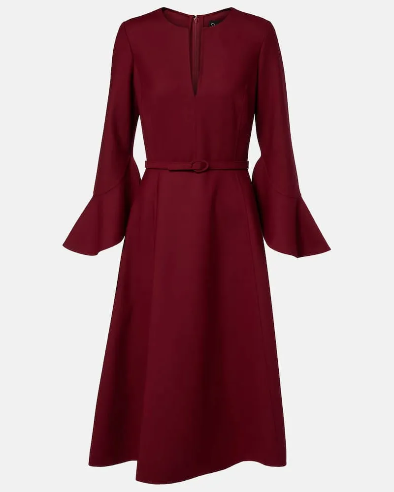 Oscar de la Renta Midikleid aus Wolle Burgund