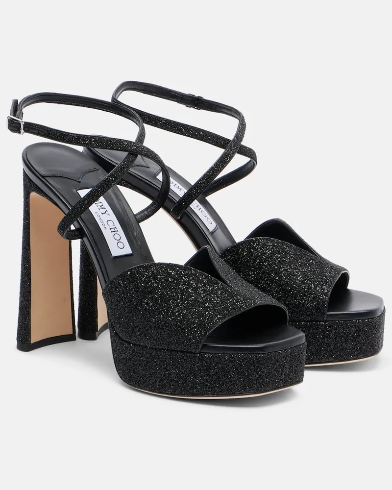 Jimmy Choo Plateausandalen Karli 125 mit Glitter Schwarz