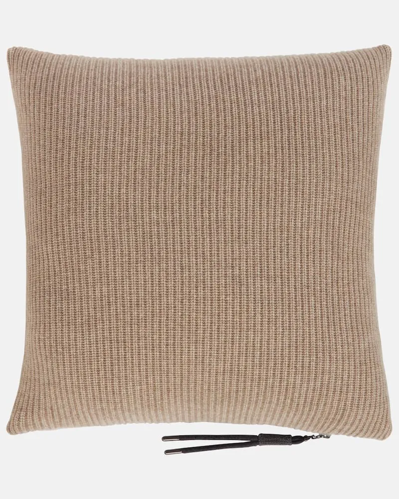 Brunello Cucinelli Kissen aus Kaschmir Beige