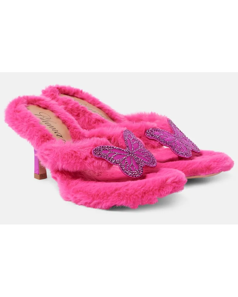 Blumarine Verzierte Sandalen Butterfly 75 aus Faux Fur Pink