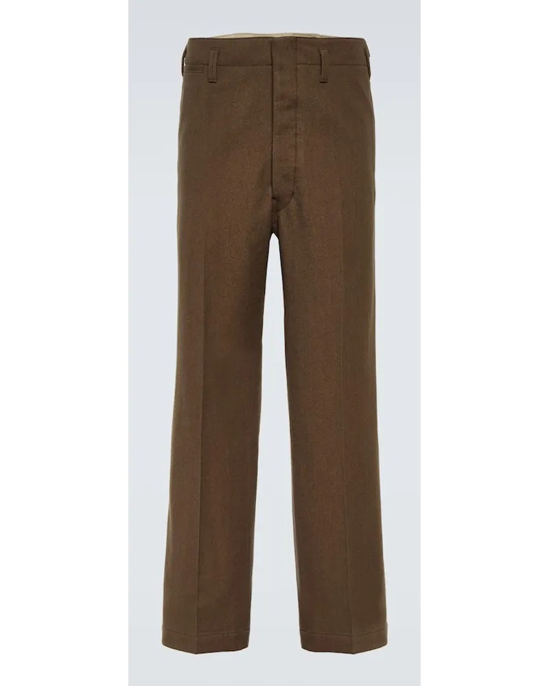 Christophe Lemaire Chinohose Maxi aus Wolle und Baumwolle Braun