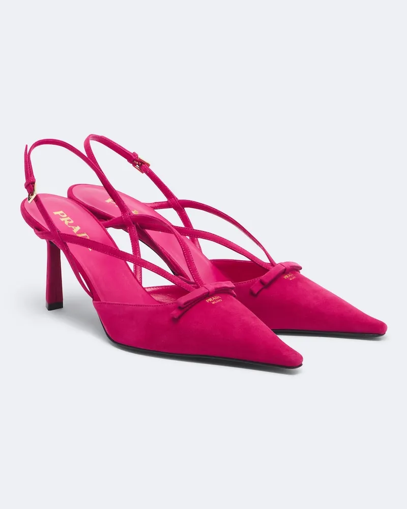 Prada Slingback-Pumps aus Veloursleder Rosa