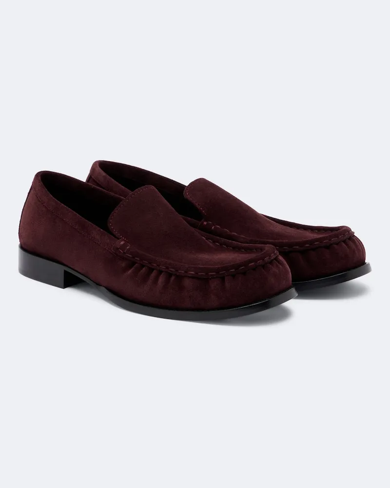 Dries van Noten Loafers aus Veloursleder Burgunderrot