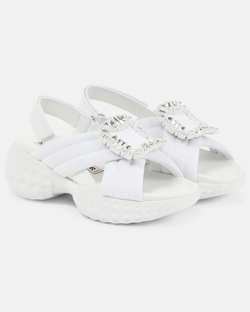 Roger Vivier Verzierte Slingback-Sandalen Viv’ Run Weiß