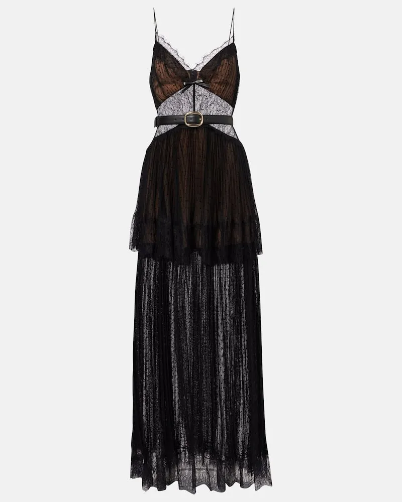Self-Portrait Maxikleid aus Spitze Schwarz