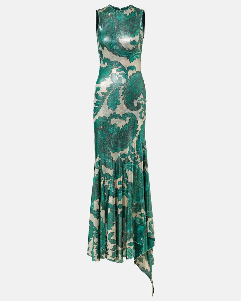 Etro Maxikleid aus Lamé Grün