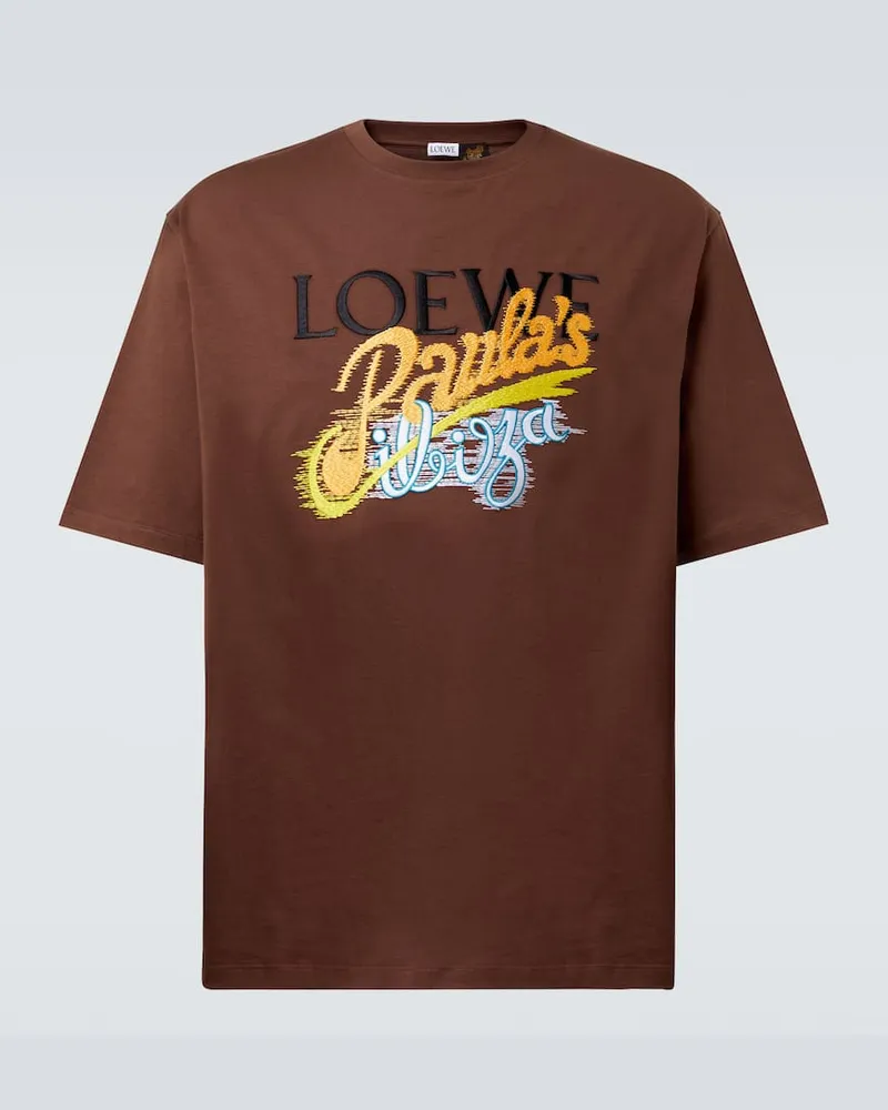 Loewe Paula's Ibiza Bedrucktes T-Shirt aus Baumwoll-Jersey Braun