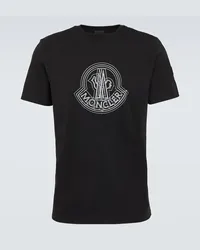 Moncler Bedrucktes T-Shirt aus Baumwolle Schwarz