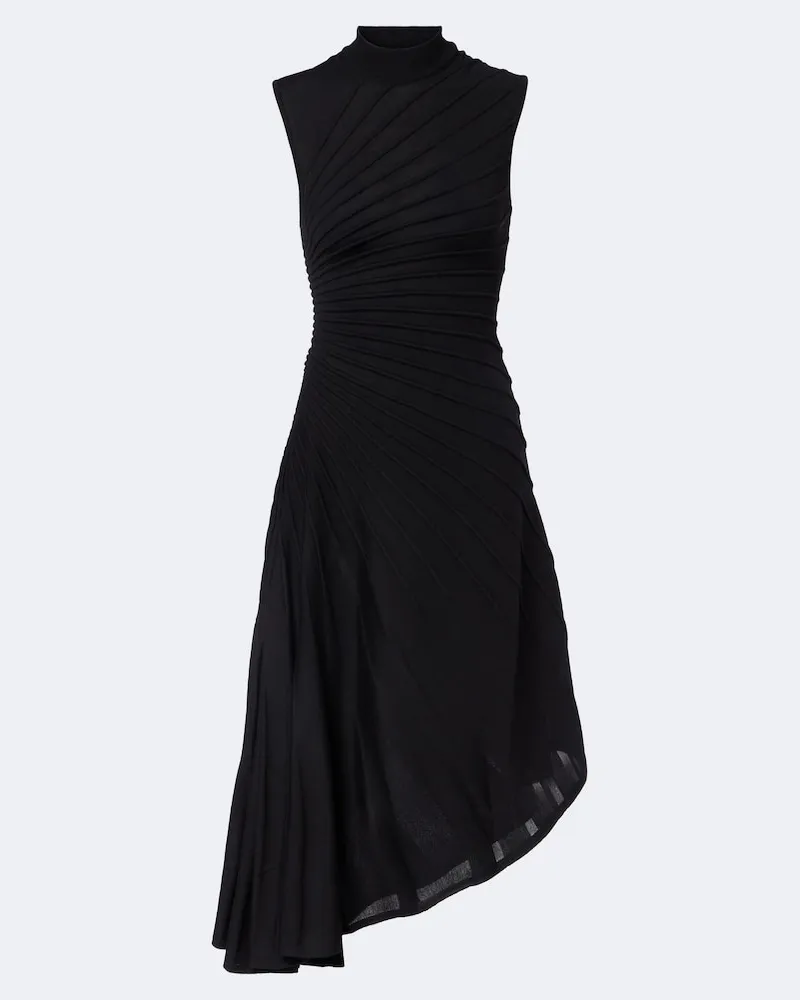 Alaïa Alaïa Midikleid aus Schurwolle Schwarz