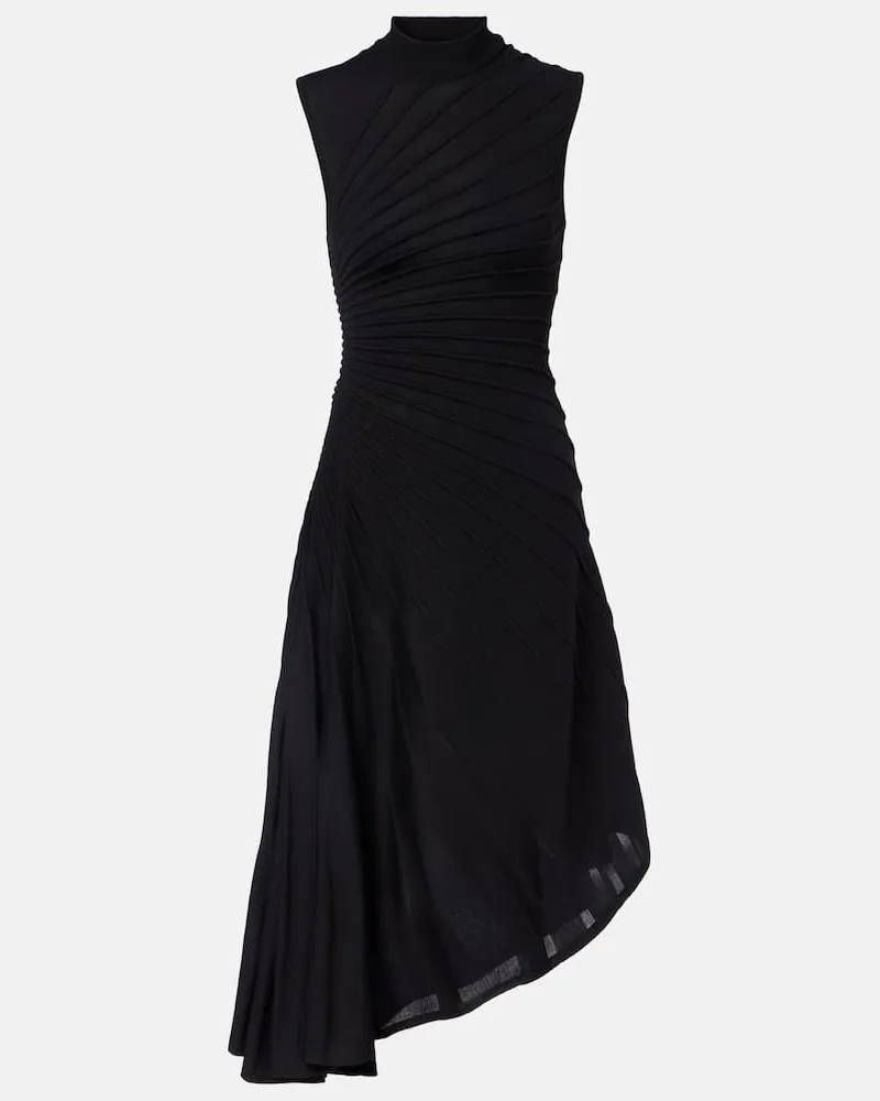 Alaïa Alaïa Midikleid aus Schurwolle Schwarz