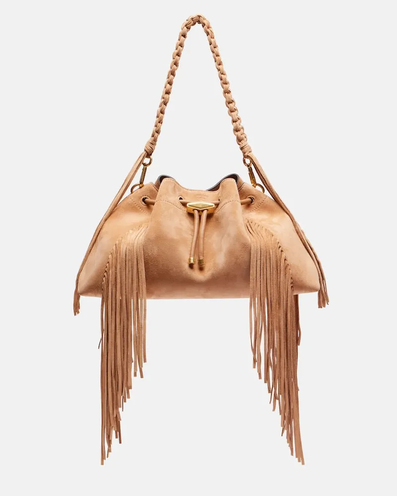 Jimmy Choo Schultertasche Bon Bon Medium aus Veloursleder Braun