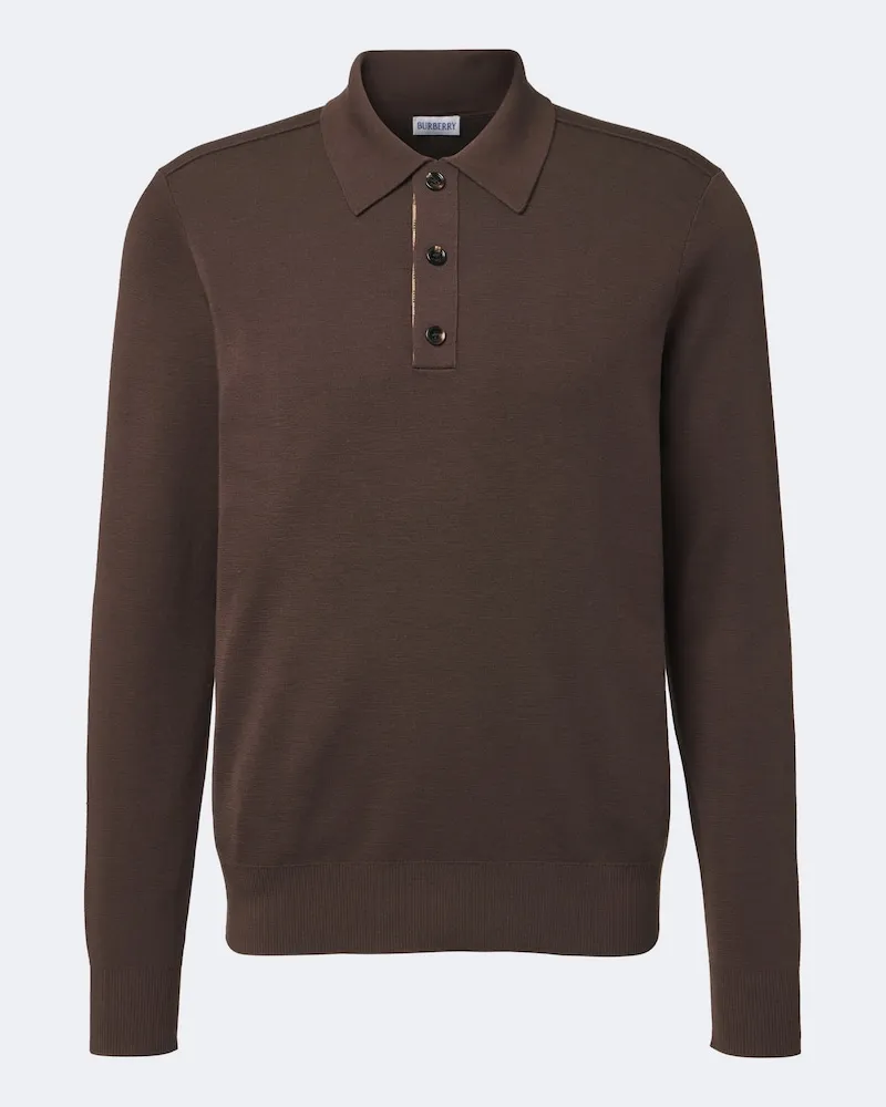 Burberry Polopullover Burberry Check aus Wolle Braun