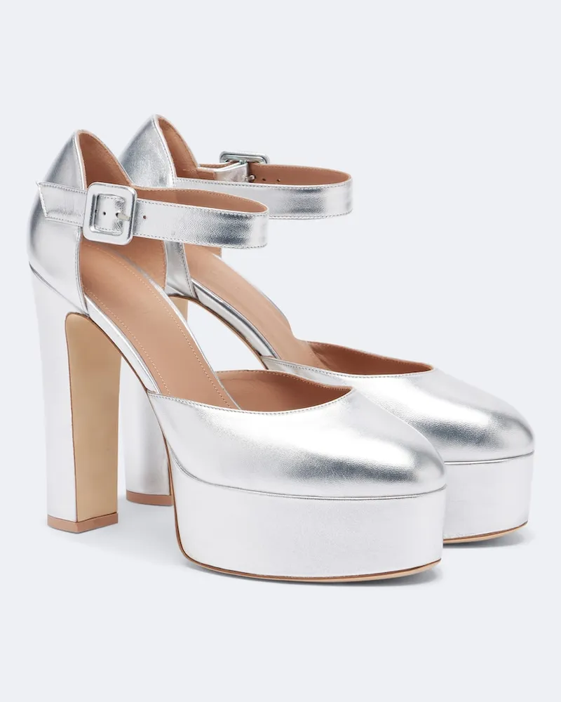 Malone Souliers Plateausandalen Leila aus Metallic-Leder Silber