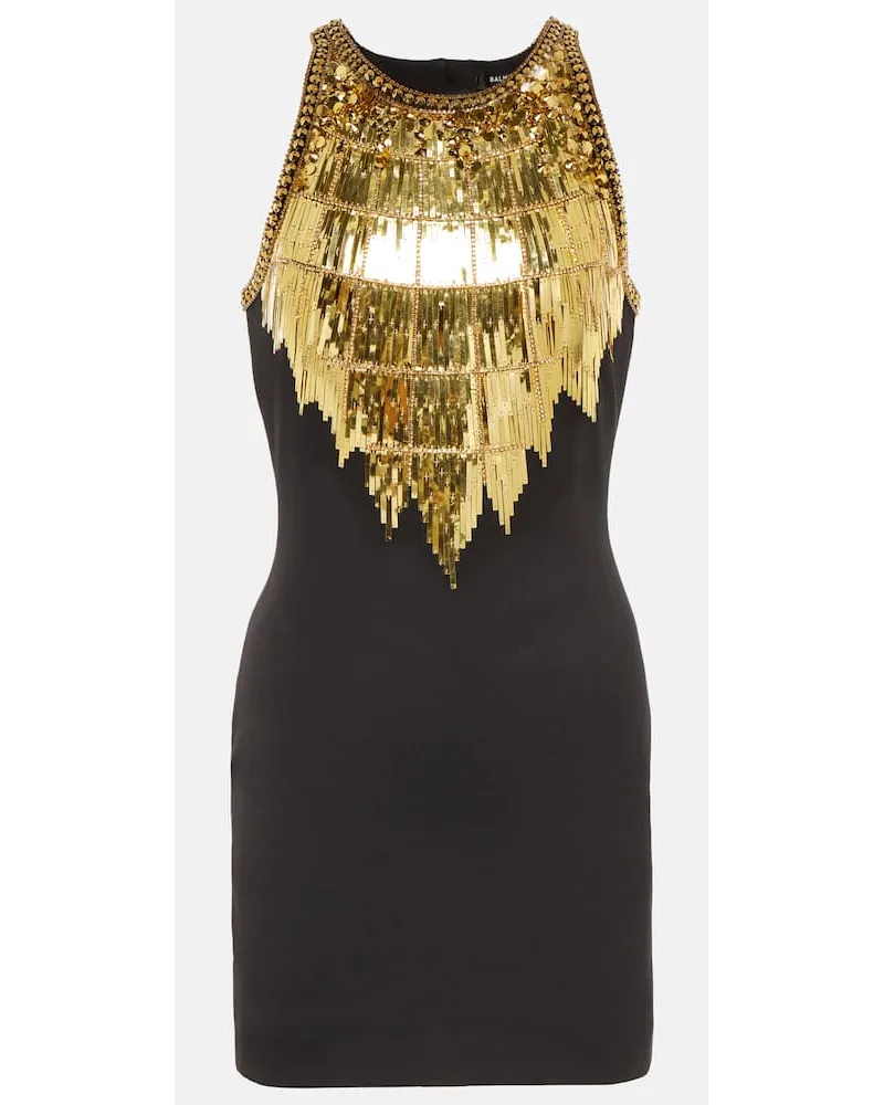 Balmain Verziertes Minikleid Gold