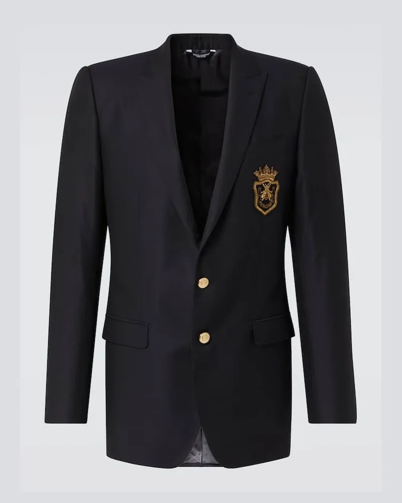 Dolce & Gabbana Blazer aus Wolle und Seide Blau