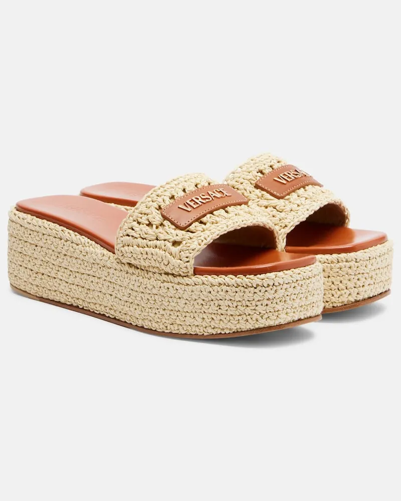 Versace Espadrille-Pantoletten aus Raffiabast Beige