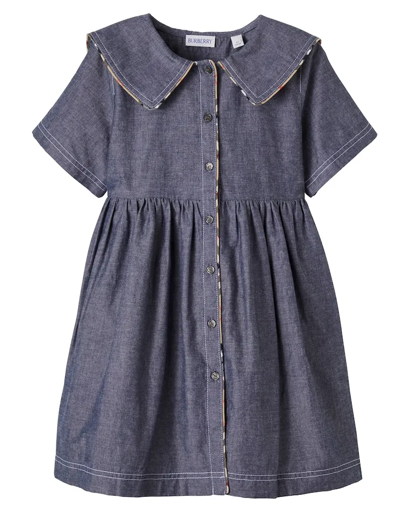 Burberry Kleid Burberry Check aus Baumwoll-Chambray Blau