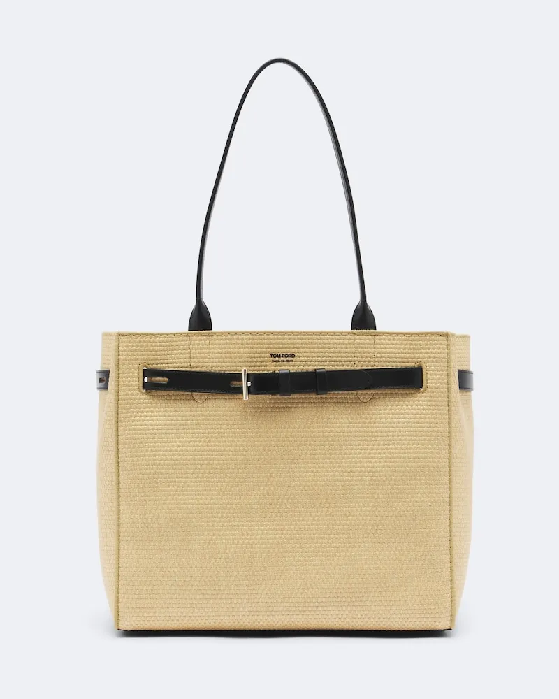 Tom Ford Gewebte Schultertasche Audrey Medium Beige
